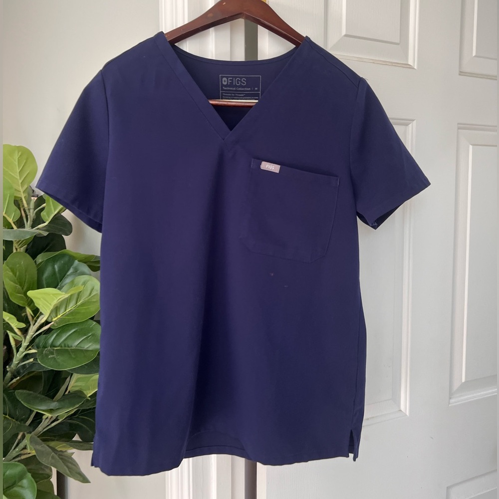 FIGS Navy One Pocket Scrub Top